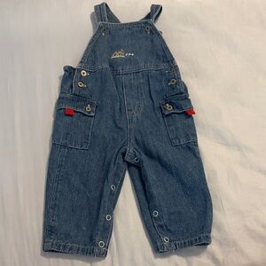 Cherokee Baby 6-9M Kids Denim Overalls with Cow Accents